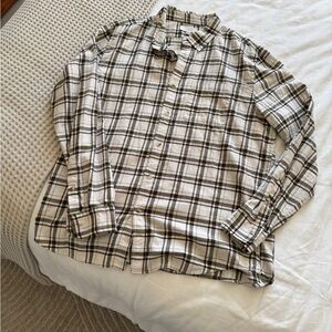 Banana Republic Men's Plaid Shirt - Black and White